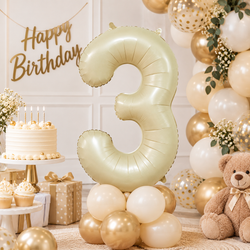 Cream Number 3 Foil Balloon, 34in