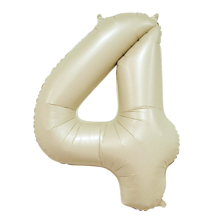 Cream Number 4 Foil Balloon, 34in