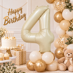 Cream Number 4 Foil Balloon, 34in
