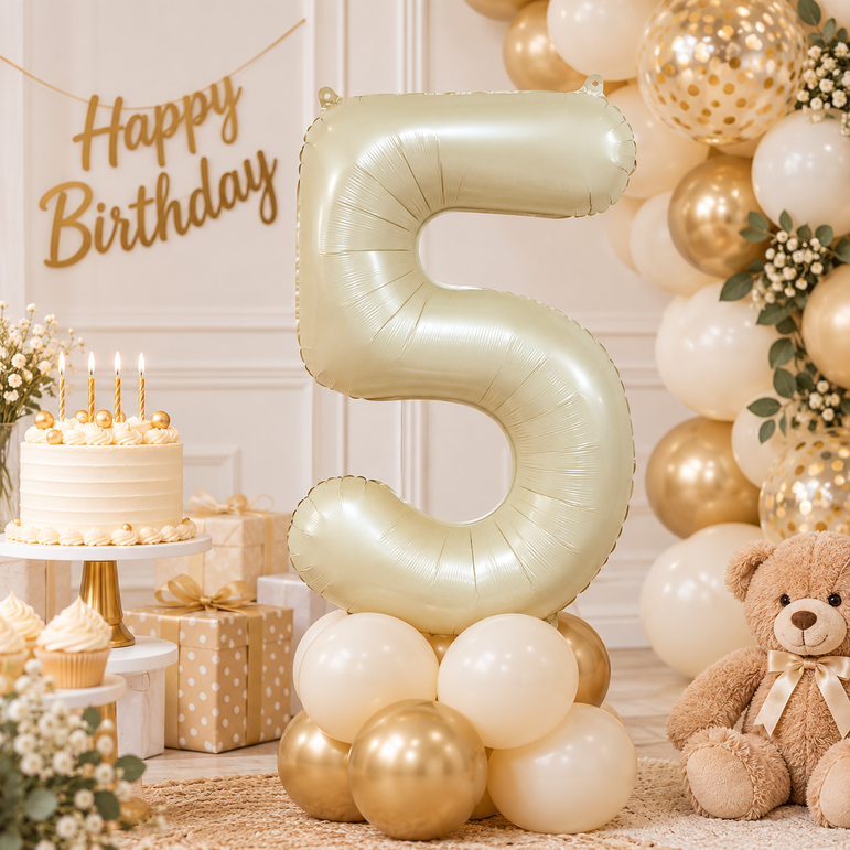 Cream Number 5 Foil Balloon, 34in