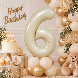 Cream Number 6 Foil Balloon, 34in
