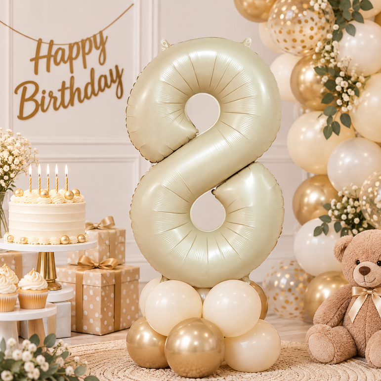 Cream Number 8 Foil Balloon, 34in