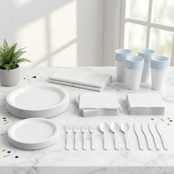 Premium Frosty White Tableware Set for 20 Guests