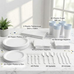 Premium Frosty White Tableware Set for 20 Guests