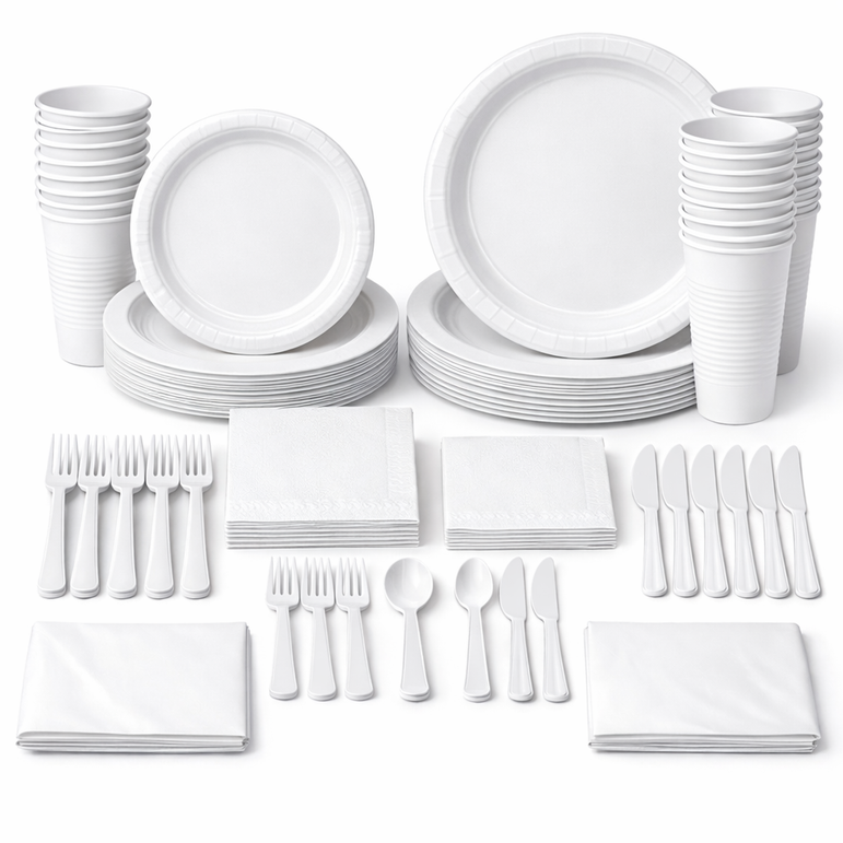 Premium Frosty White Tableware Set for 20 Guests