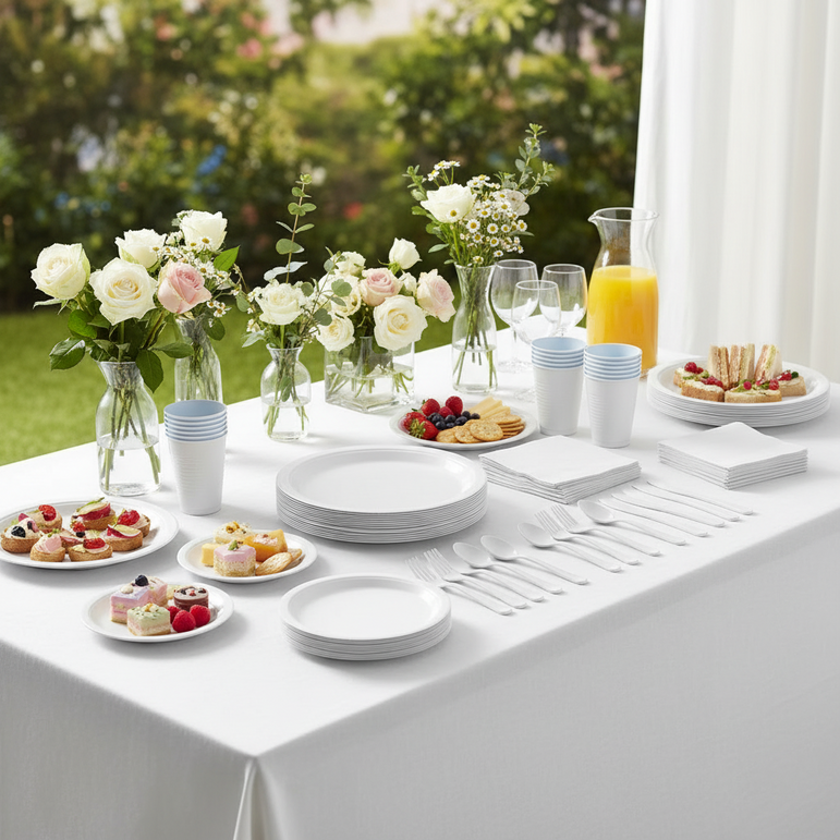 Premium Frosty White Tableware Set for 20 Guests