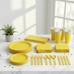 Premium Yellow Tableware Set for 20 Guests