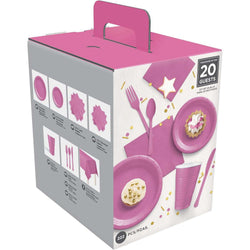 Premium Bright Pink Tableware Set for 20 Guests