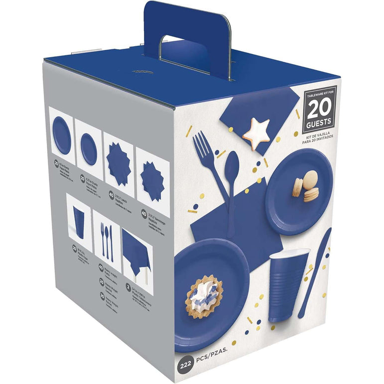 Premium Bright Royal Blue Tableware Set for 20 Guests