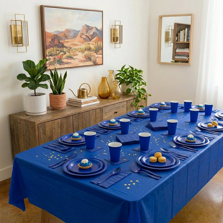 Premium Bright Royal Blue Tableware Set for 20 Guests