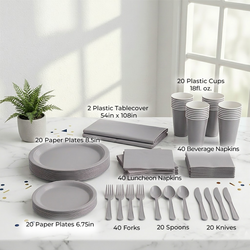 Premium Silver Tableware Set for 20 Guests