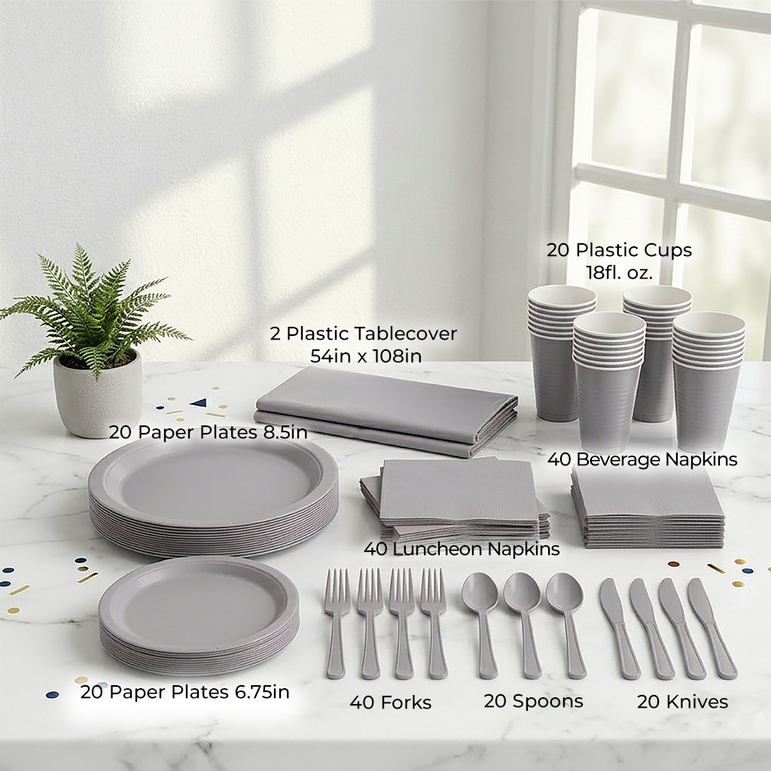 Premium Silver Tableware Set for 20 Guests