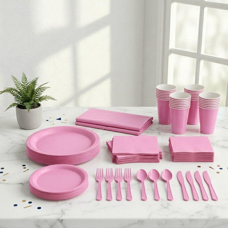 Premium New Pink Tableware Set for 20 Guests