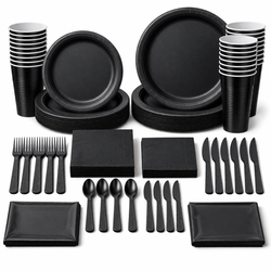 Premium Jet Black Tableware Set for 20 Guests