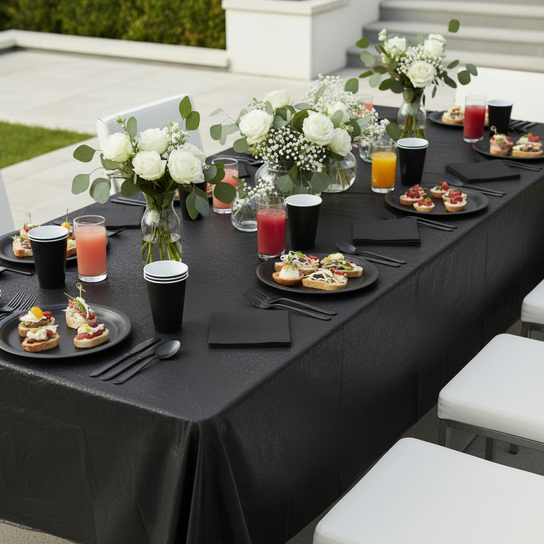 Premium Jet Black Tableware Set for 20 Guests