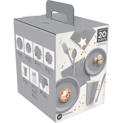 Silver Boxed Tableware Kit 20 Guests
