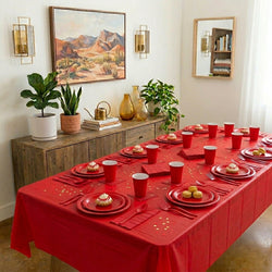 Premium Apple Red Tableware Set for 20 Guests