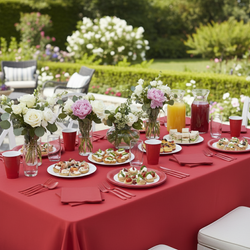 Premium Apple Red Tableware Set for 20 Guests
