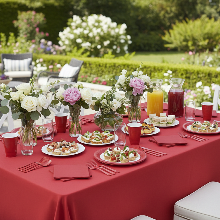 Premium Apple Red Tableware Set for 20 Guests