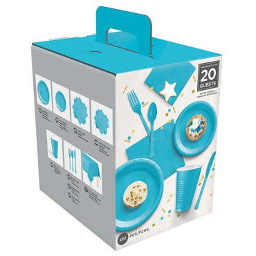 Caribbean Blue Boxed Tableware Kit 20 Guest