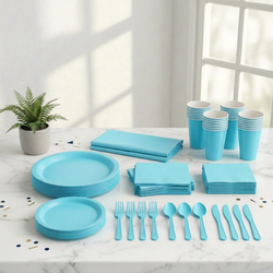 Premium Caribbean Blue Tableware Set for 20 Guests