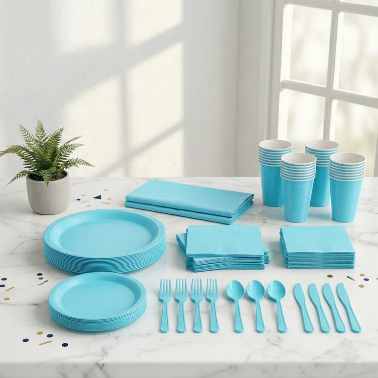 Premium Caribbean Blue Tableware Set for 20 Guests