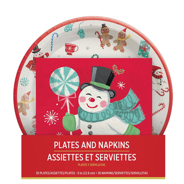 Peppermint Twist Value Pack Luncheon Napkins 30pcs & Plates 9in, 30pcs