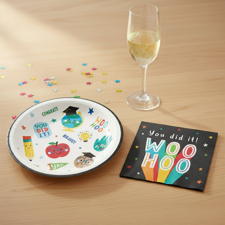 You Did It! Graduation Theme Party Paper Plates & Napkins Set