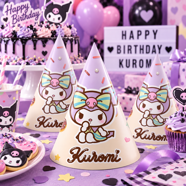 Hello Kitty & Kuromi Paper Cone Party Hats – 6pcs