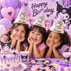 Hello Kitty & Kuromi Paper Cone Party Hats – 6pcs