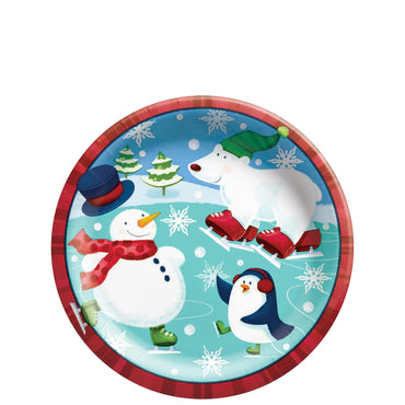 Christmas Holiday Fun Round Dessert Paper Plate 8pcs 6.75in