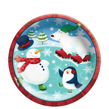 Christmas Holiday Fun Round Paper Plate 8pcs 8.5in