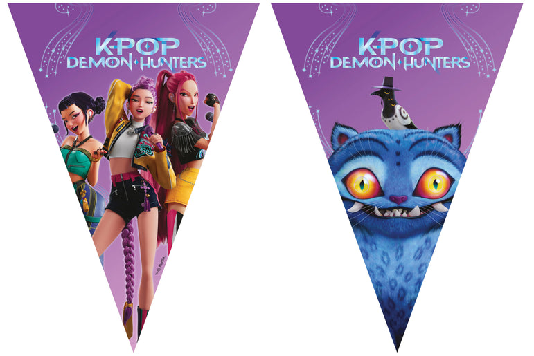 K-Pop Demon Hunters Triangle Flag Paper Banner Decoration – 9 Flags