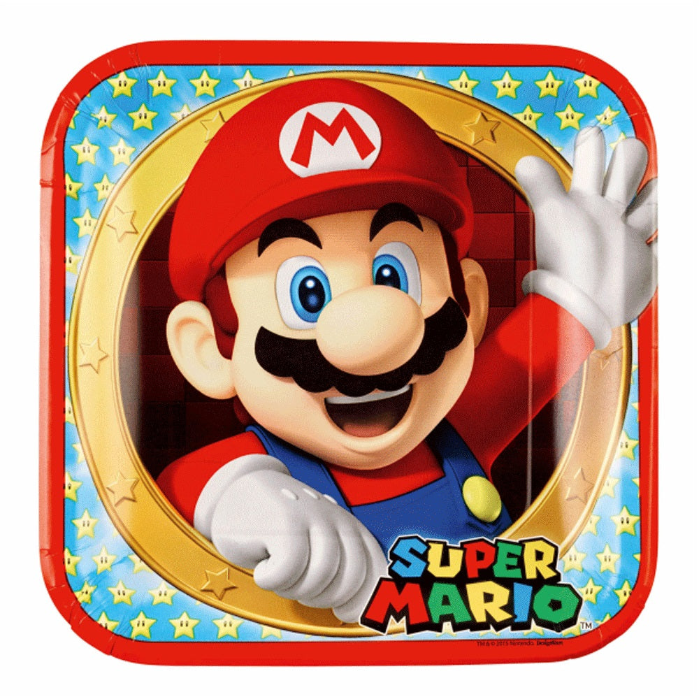 Super Mario Square Paper Plates 9in, 8pcs