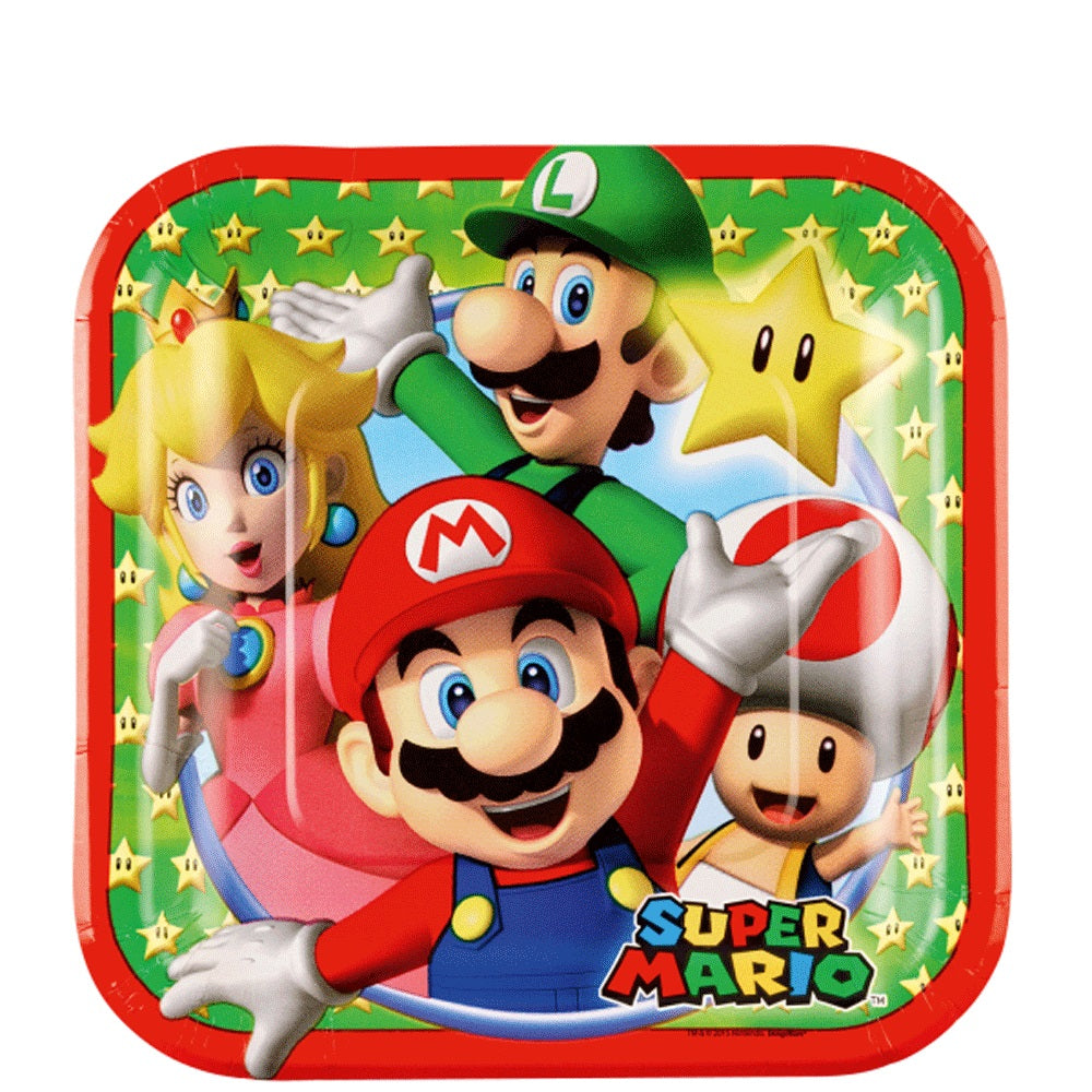 Super Mario Square Paper Plates 7in, 8pcs