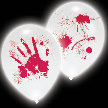 Halloween Bloody Hands LED Latex Balloons 11in 4pcs