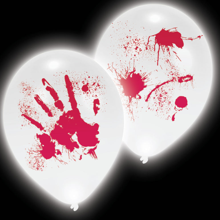 Halloween Bloody Hands LED Latex Balloons 11in 4pcs