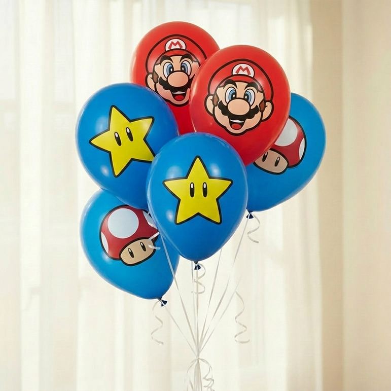 Super Mario 4c Print Latex Balloons 11in, 6pcs