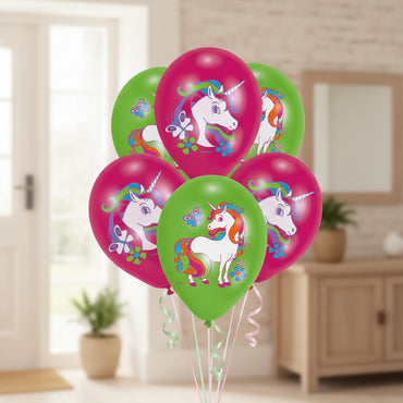 Unicorn Birthday Latex Balloons 11in 6pcs
