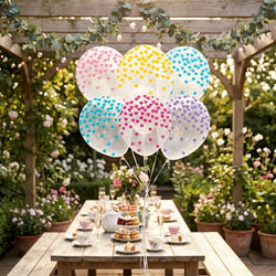 Heart Confetti Pastel Latex Balloons 11in, 6pcs