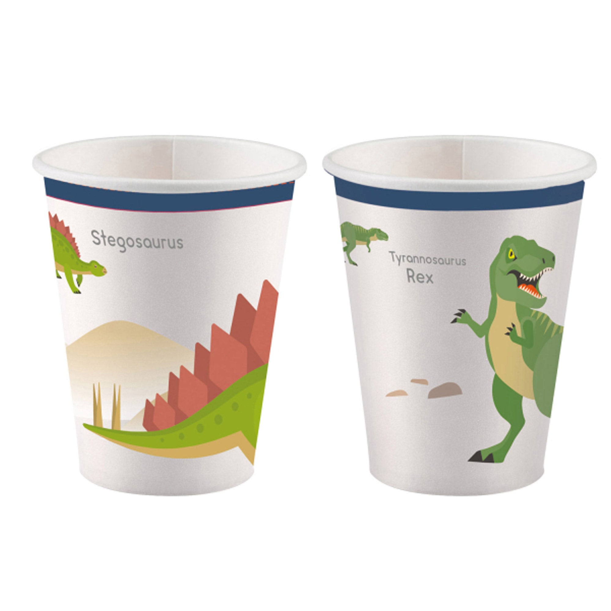 Happy Dinosaur Paper Cups 8oz, 8pcs