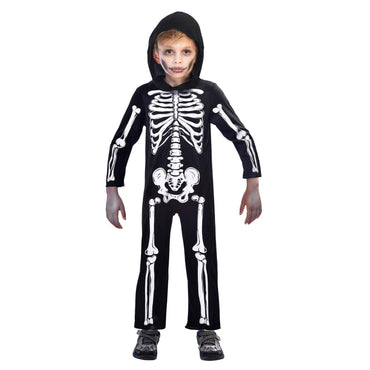 Child Classic Skeleton Jumpsuit with Hood Costume