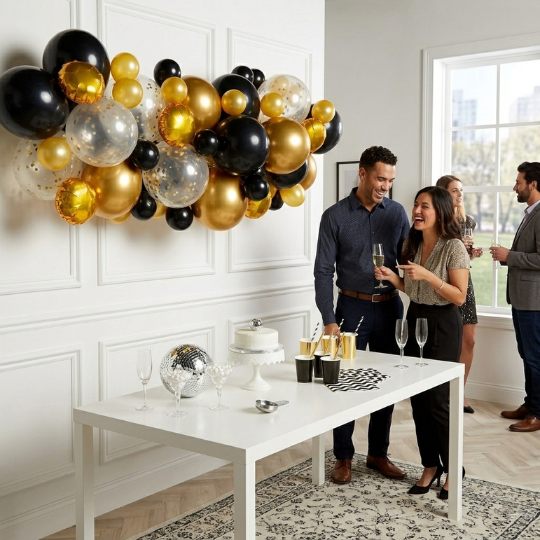 Black Gold and Silver DIY Garland Balloon Kits 66pcs