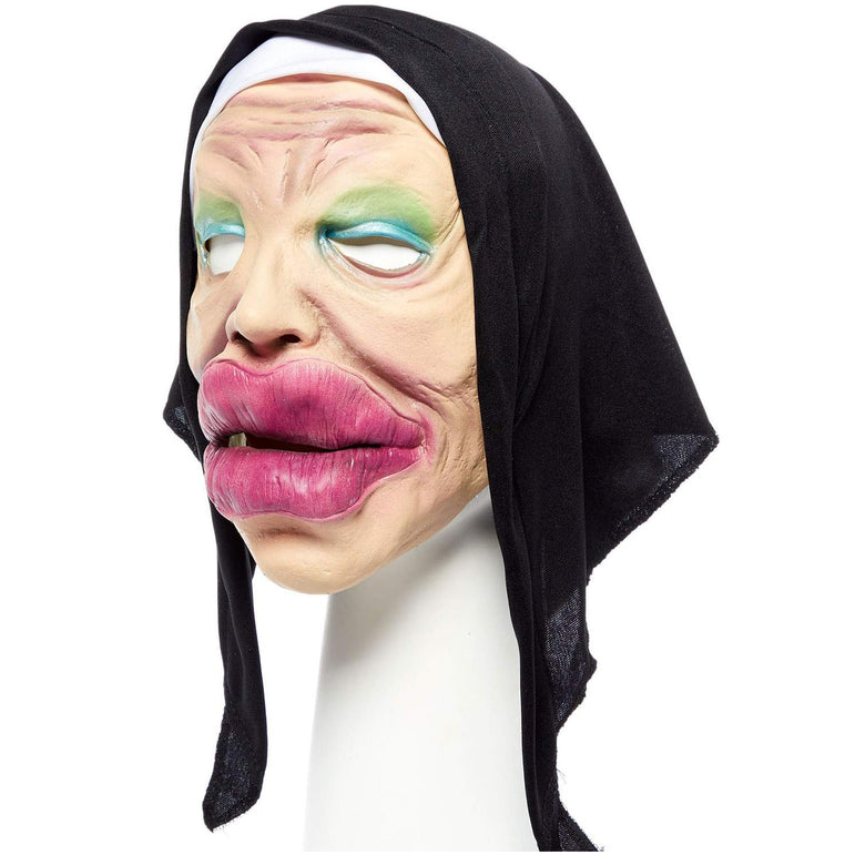 Adult Bee Stung Nun Full Head Latex Mask
