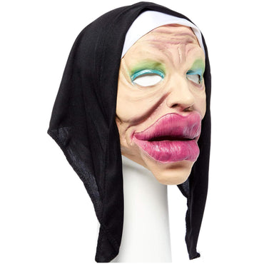 Adult Bee Stung Nun Full Head Latex Mask