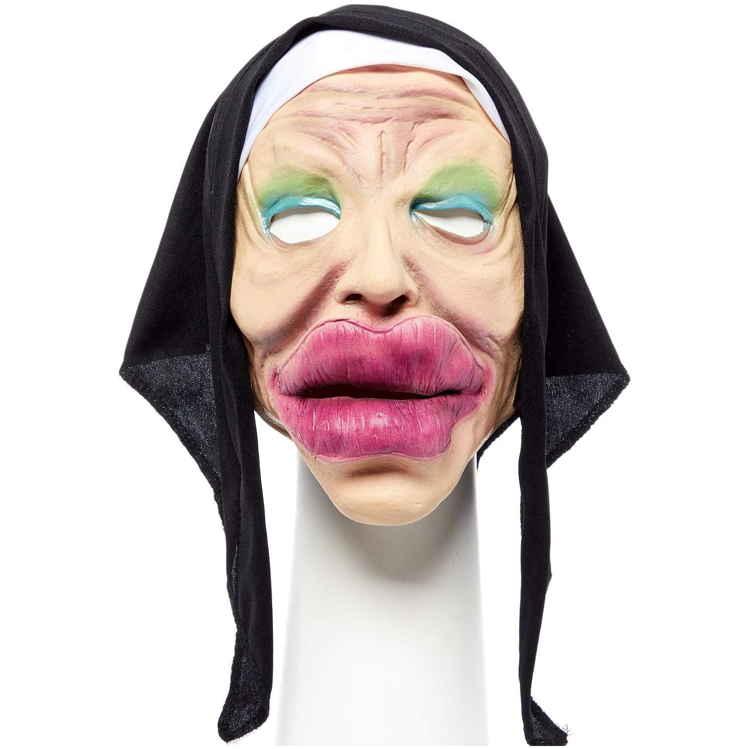 Adult Bee Stung Nun Full Head Latex Mask