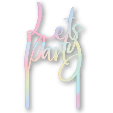 Lets Party Iridescent Acrylic Cake Toppers 10cm