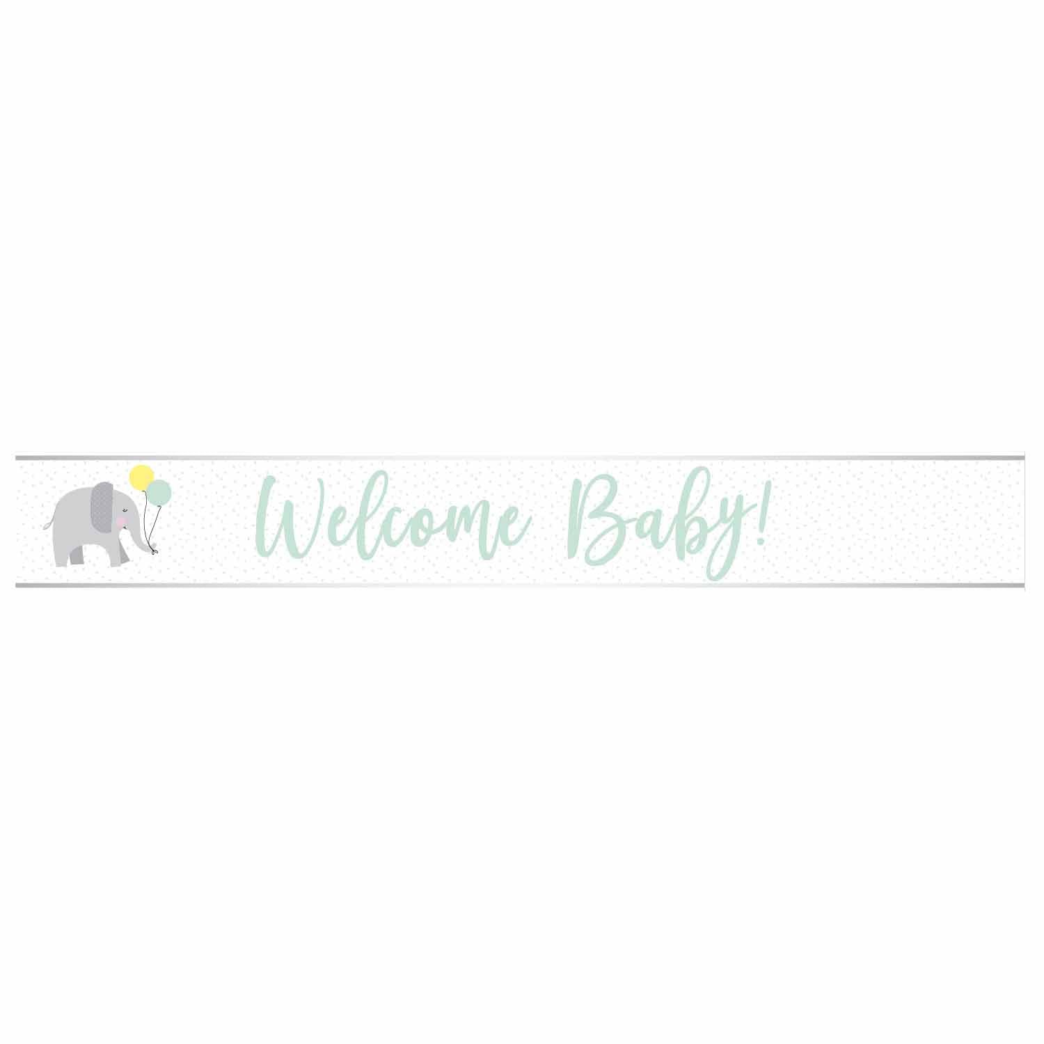 Welcome Baby Blue Script Foil Banners 2.7m