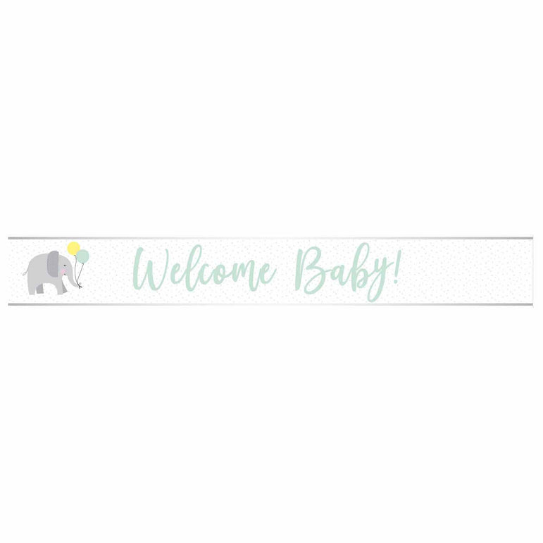 Welcome Baby Blue Script Foil Banners 2.7m
