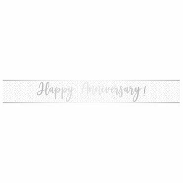 Happy Anniversary Silver Script Banner Foil 2.5m